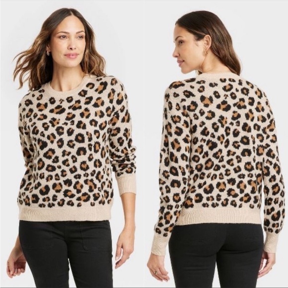 Knox Rose Sweaters - KNOX ROSE Crewneck Sweater in Leopard Print NWT Size Medium